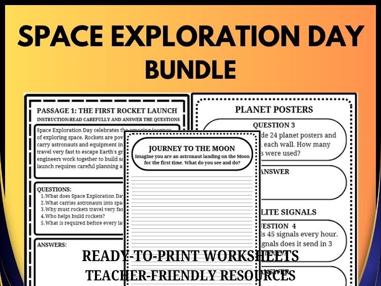 Space Exploration Day Bundle | Reading, Writing & Math Activities