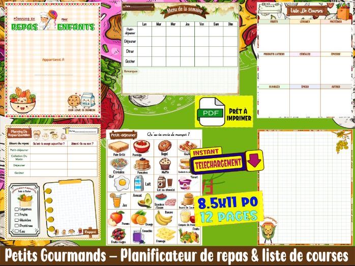 Petits Gourmands-Planificateur de repas & liste de courses imprimable