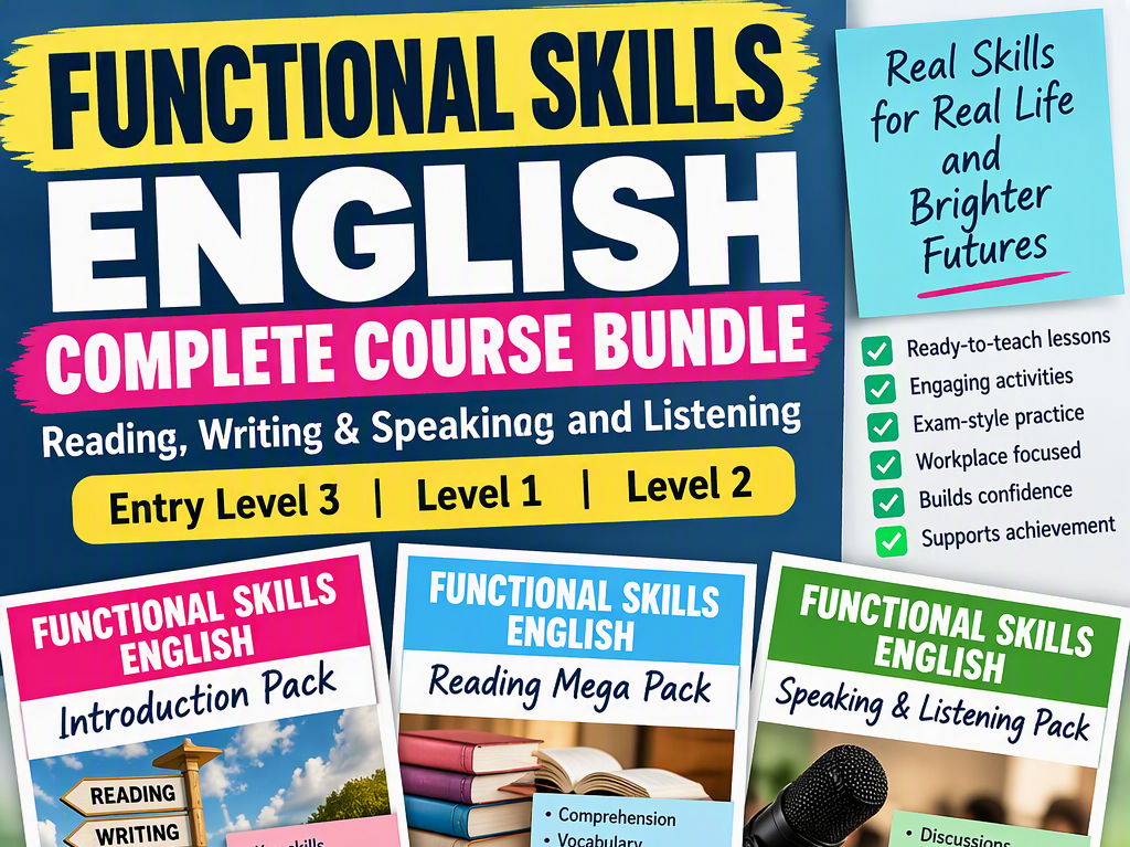 Functional Skills English Complete Course Bundle | Reading, Writing & Speaking and Listening & Sentence Skills