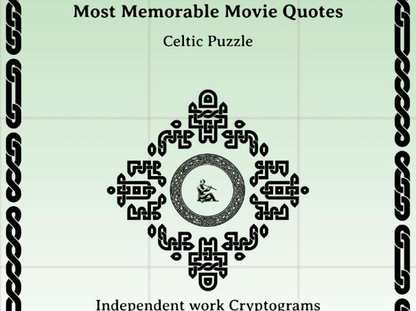 Most Memorable Movie Quotes - Independent work Cryptogram Puzzles for ELA