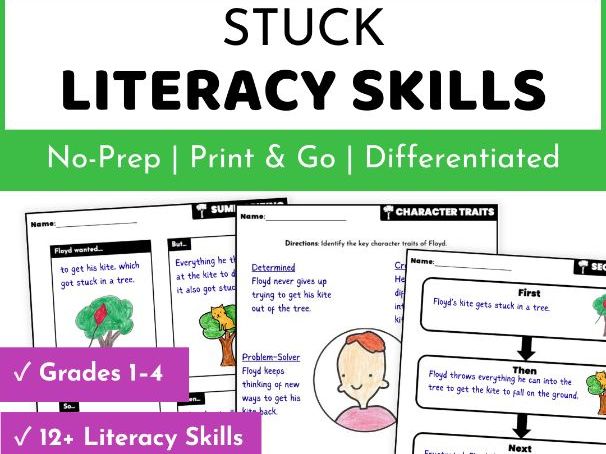 Stuck Book Activities - Reading Comprehension and Literacy Skills Activities