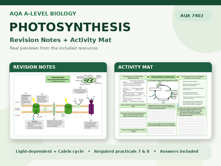 Photosynthesis AQA A Level Biology