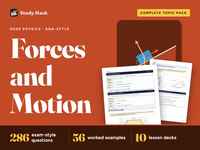 GCSE Physics Forces and Motion: AQA-style workbook, practice papers and lessons