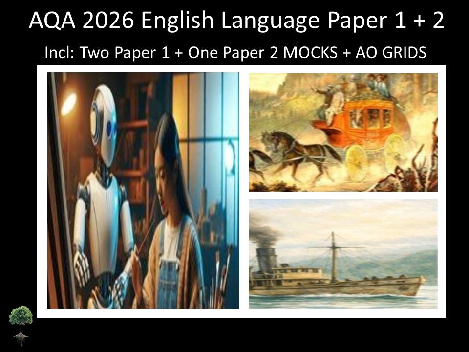 Three AQA 2026 GCSE English Language Paper 1 + 2 Mocks | AO GRIDS