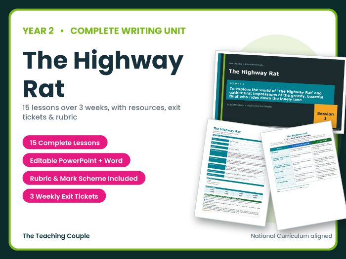 The Highway Rat | Year 2 English Unit | 15 Complete Lessons + Resources + Mark Scheme