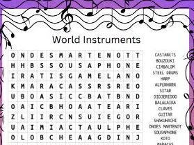 World Instruments Word Search