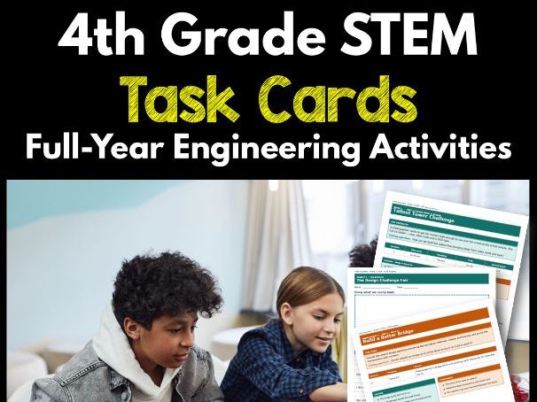 4th Grade STEM Task Cards | Full-Year Engineering Activities