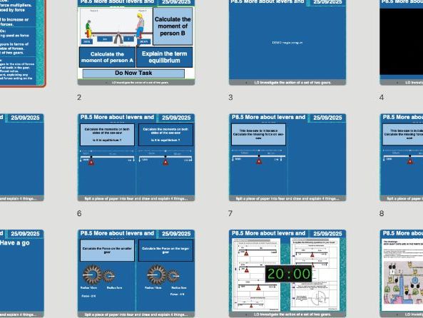 AQA GCSE Physics P8.5 – More About Levers & Gears (T) | Full Lesson, Worksheets & Answers + Free AI