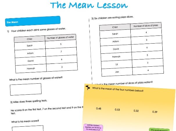 Year 6 Statistics - The Mean Lesson