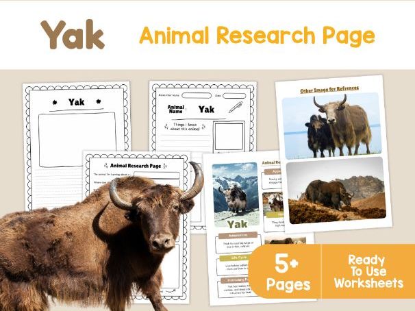 Yak Science Worksheets | High Altitude Animals and Life Cycle