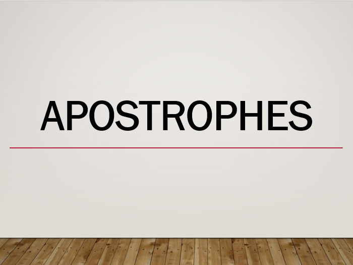 SPaG Planning Unit: Apostrophes for Contraction and Possession