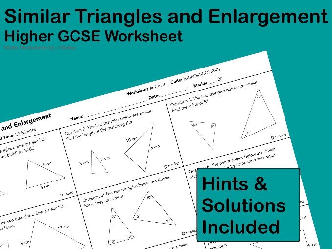 GCSE Maths Worksheet: Similar Triangles and Enlargement - Higher Tier