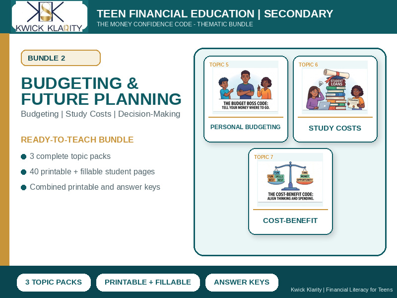 Teen Financial Education Bundle: Budgeting, Study Costs & Financial Decisions