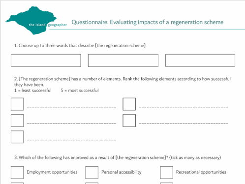 Questionnaire: Evaluating impacts of a regeneration scheme