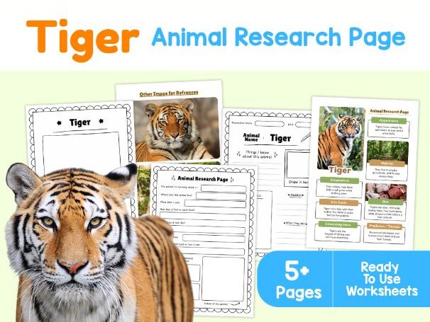 Tiger Animal Research Project | Science Worksheets for Kids