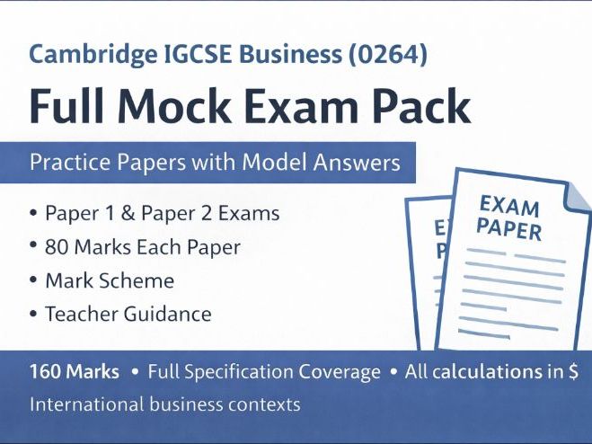 Cambridge IGCSE Business (0264) Full Mock Exam Pack | Paper 1 & Paper 2 + Mark Scheme