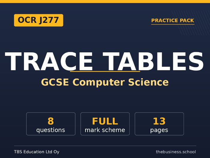 OCR J277 GCSE Trace Tables Practice Pack