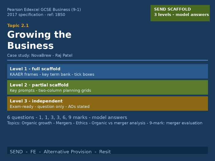 GCSE Business Edexcel | 2.1 Growing the Business | SEND Scaffolded Worksheet