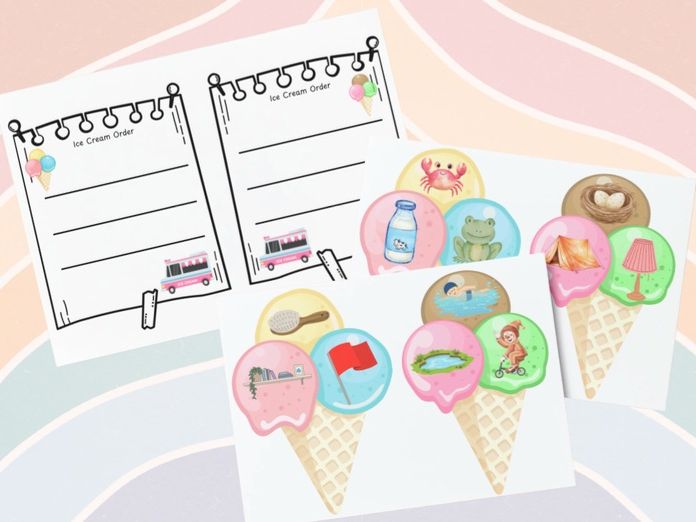 Phonics - Summer Ice Cream Cone Writing Prompts CCVC/CVCC