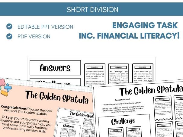 Short Division | Financial Literacy | Worksheet Task | Four Operations