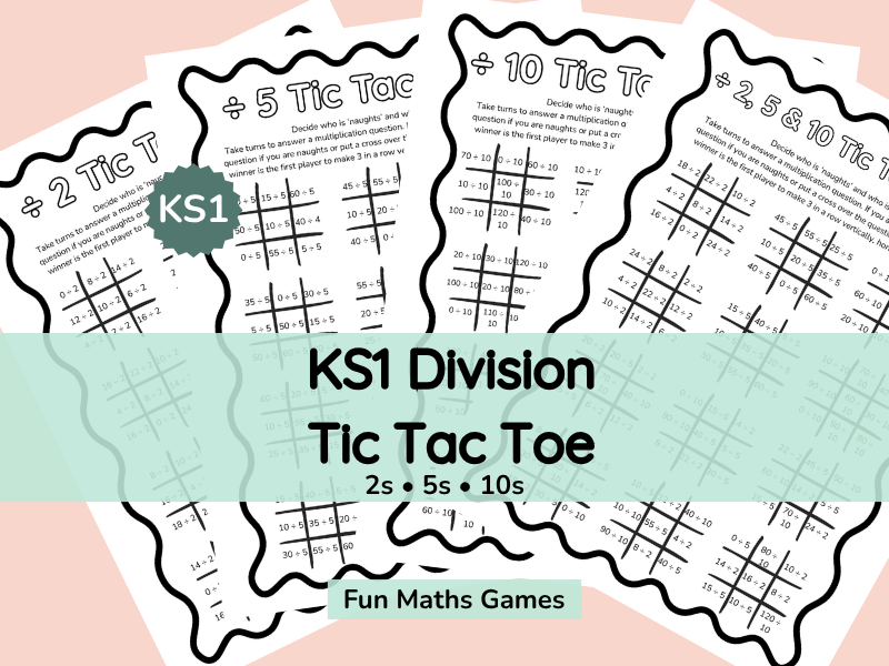 KS1 Division Facts Tic Tac Toe Worksheets – Year 1 & Year 2 Maths Games