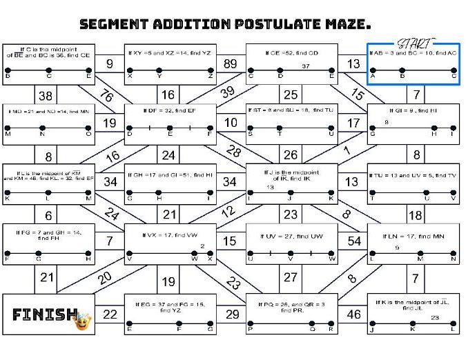Segment addition postulate maze