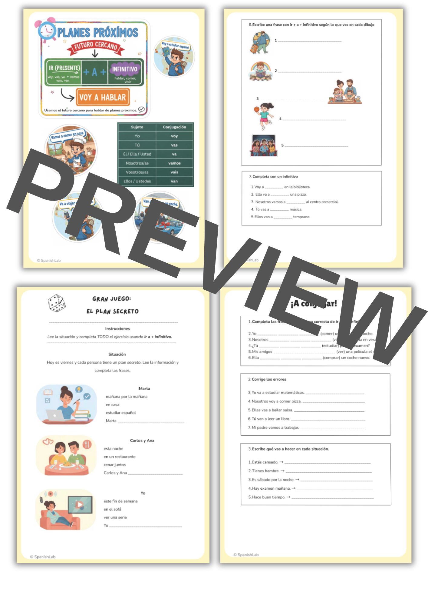 Spanish Near Future Tense Worksheets | Ir a + Infinitive (Futuro ...