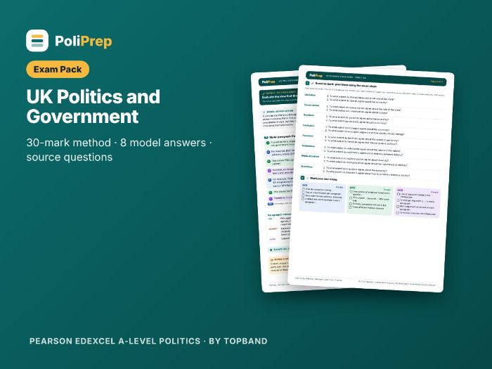 UK Politics and Government Exam Pack: 30-Mark Essays (Edexcel A-level)