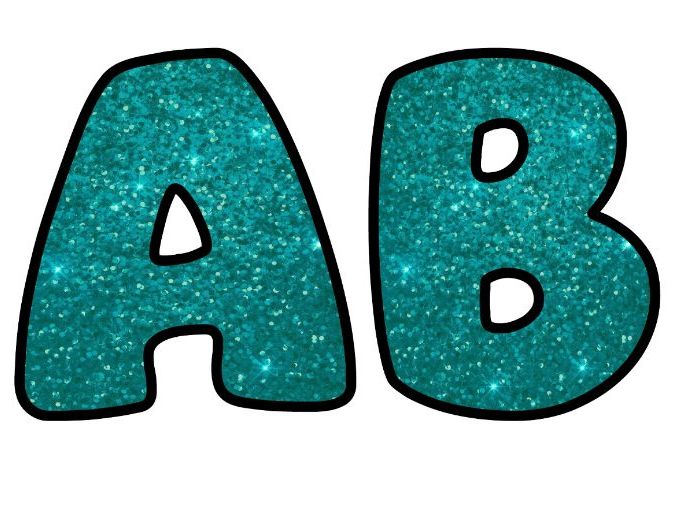 Shiny Glitter Art Turquoise Shiny Classroom Display | Lettering Set | Whole Alphabet A-Z and 0-9
