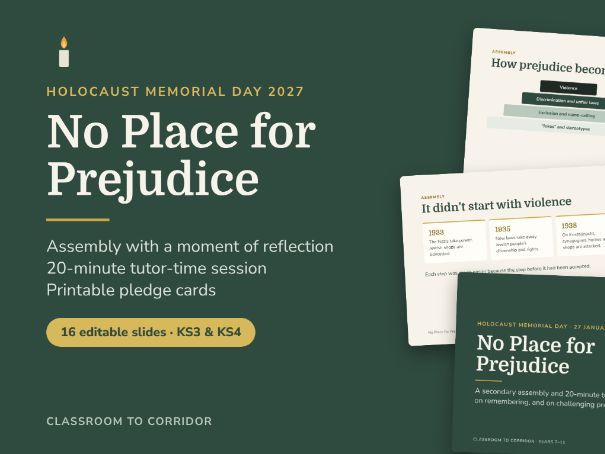 Holocaust Memorial Day 2027 Assembly + Tutor Time Session | No Place for Prejudice | KS3/KS4
