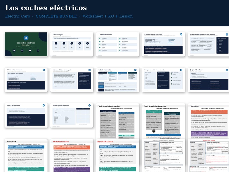 Electric Cars – Complete Bundle (Worksheet + Knowledge Organiser + Full Lesson)