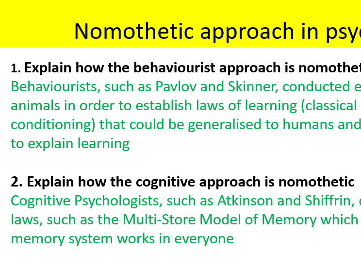 *New spec* AQA Psychology idiographic and nomothetic issues and debates