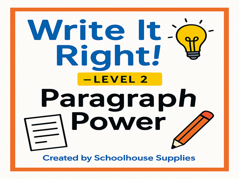 Write It Right! – Level 2: Paragraph Power | Free Printable Writing Activities