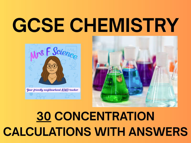 GCSE Chemistry Concentration Calculations Worksheet | KS4 | AQA