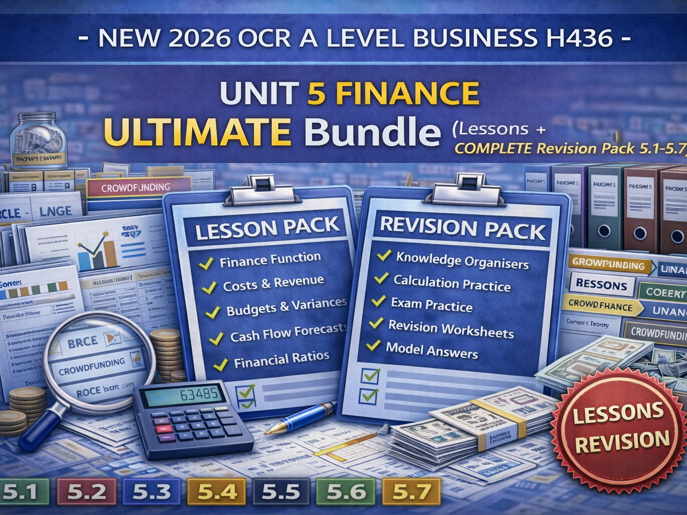 NEW 2026 OCR A Level Business H436 – Unit 5 Finance ULTIMATE Bundle (Lessons + COMPLETE Revision Pack 5.1–5.7)