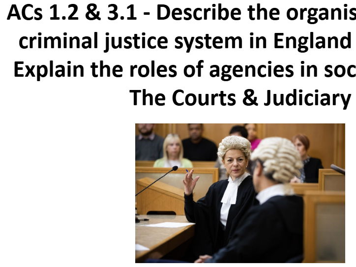 Criminology L3 WJEC UNIT 4 ACs 1.2 & 3.1 The Courts & Judiciary's Role in Social Control