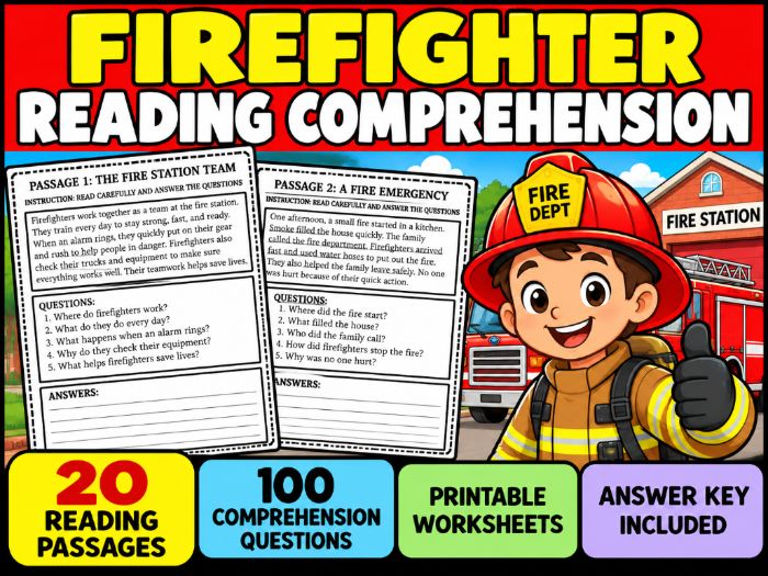 Firefighter Reading Comprehension | 20 Passages with Answer Key