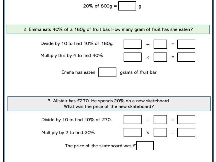 Percentages Problems Core