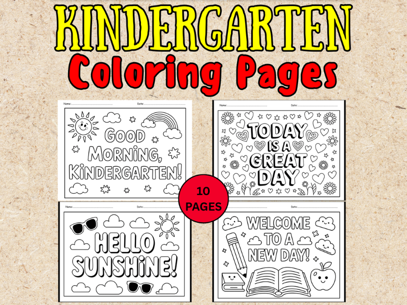 Kindergarten Morning Work: Coloring Pages - Start of the Year Activities August