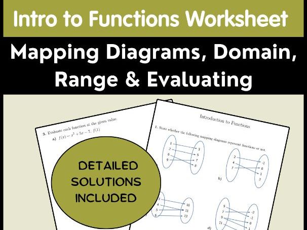 Intro to Functions Worksheet: Mapping Diagrams, Domain, Range & Evaluating