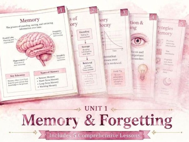 Unit 1- Memory & Forgetting- 5 Fully Illustrated Lessons- IGCSE Psychology (0266) (2027 Syllabus)