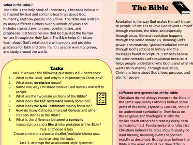 KS3 Year 7 Creation and Covenant Task Mats