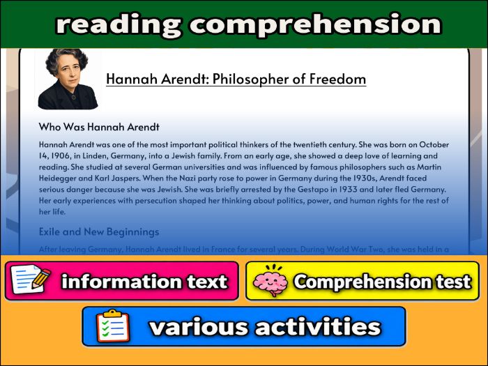 Hannah Arendt: Philosopher of Freedom- Reading Comprehension, Worksheet & Activities