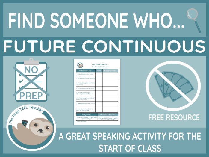 ESL Find Someone Who Activity - The Future Continuous