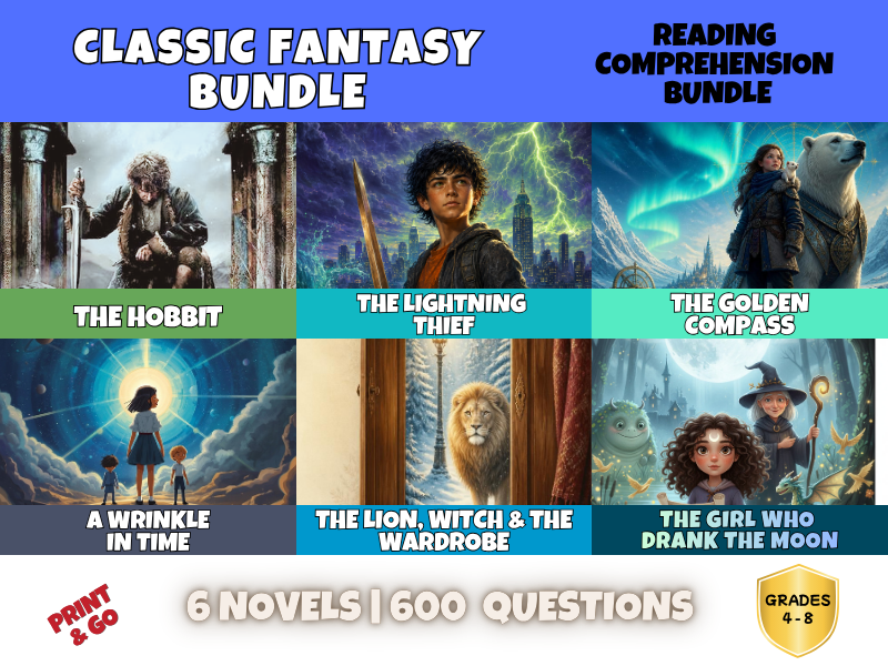 Classic Fantasy Reading Comprehension Bundle | 6 Novel Studies KS3 Years 6-10