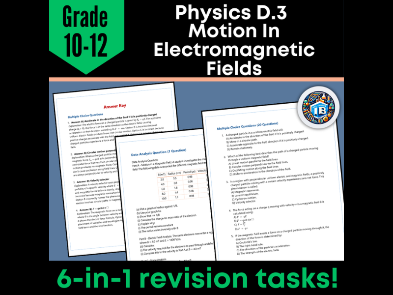 IB DP Physics: D.3 Motion in Electromagnetic Fields – Quiz & Revision Worksheets (2026)
