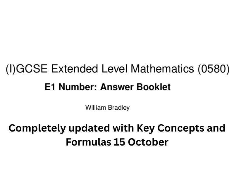 IGCSE Maths (0580) - E1 Number - Complete Answer Booklet