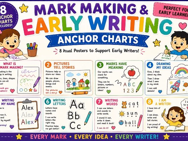 Mark Making and Early Writing Early Level Anchor Charts