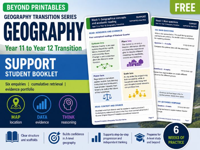 Year 11 to Year 12 Geography Summer Transition Booklet – Support | A-Level Preparation with Answers