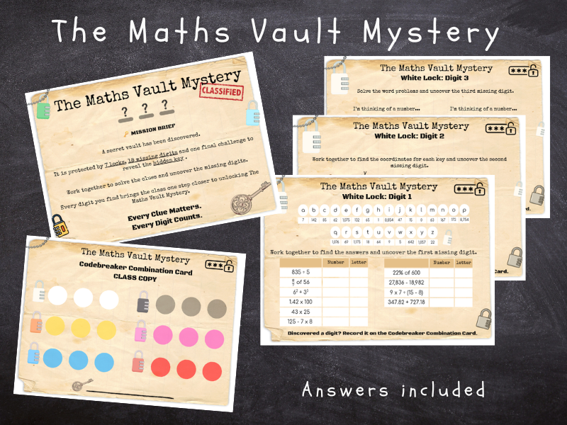 The Maths Vault Mystery - Escape Room Style Game (covers key mathematical concepts)